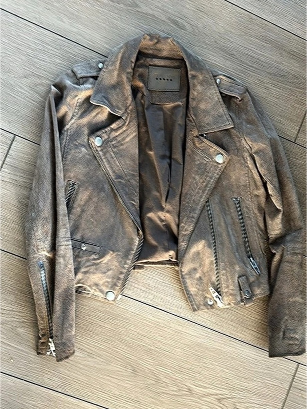 Blank NYC Leather Moto Jacket Brown Size Small